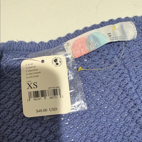 NWT Free People FP Beach Collection Purple Knit Shrug Long Sleeve Vacation Ready - Picture 6 of 13